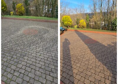 Pressure washing service on block paving